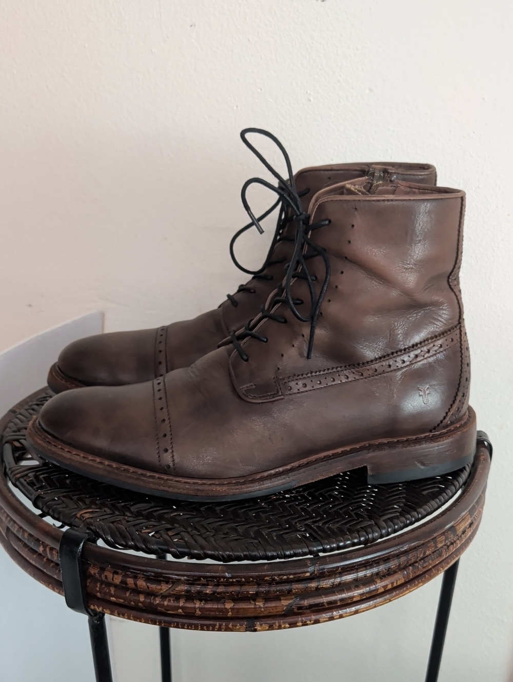 Frye Mens Murray Brown Leather Zip Boots Dress Shoes Size 10 M
